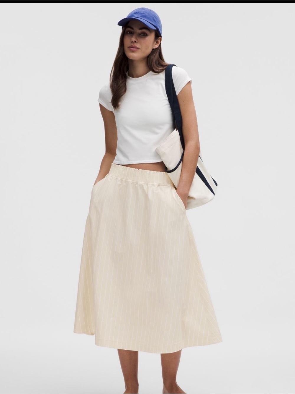 11-24 NWT $118 Size S Lululemon Stretch Woven Ruffle-Waist Midi skirt
